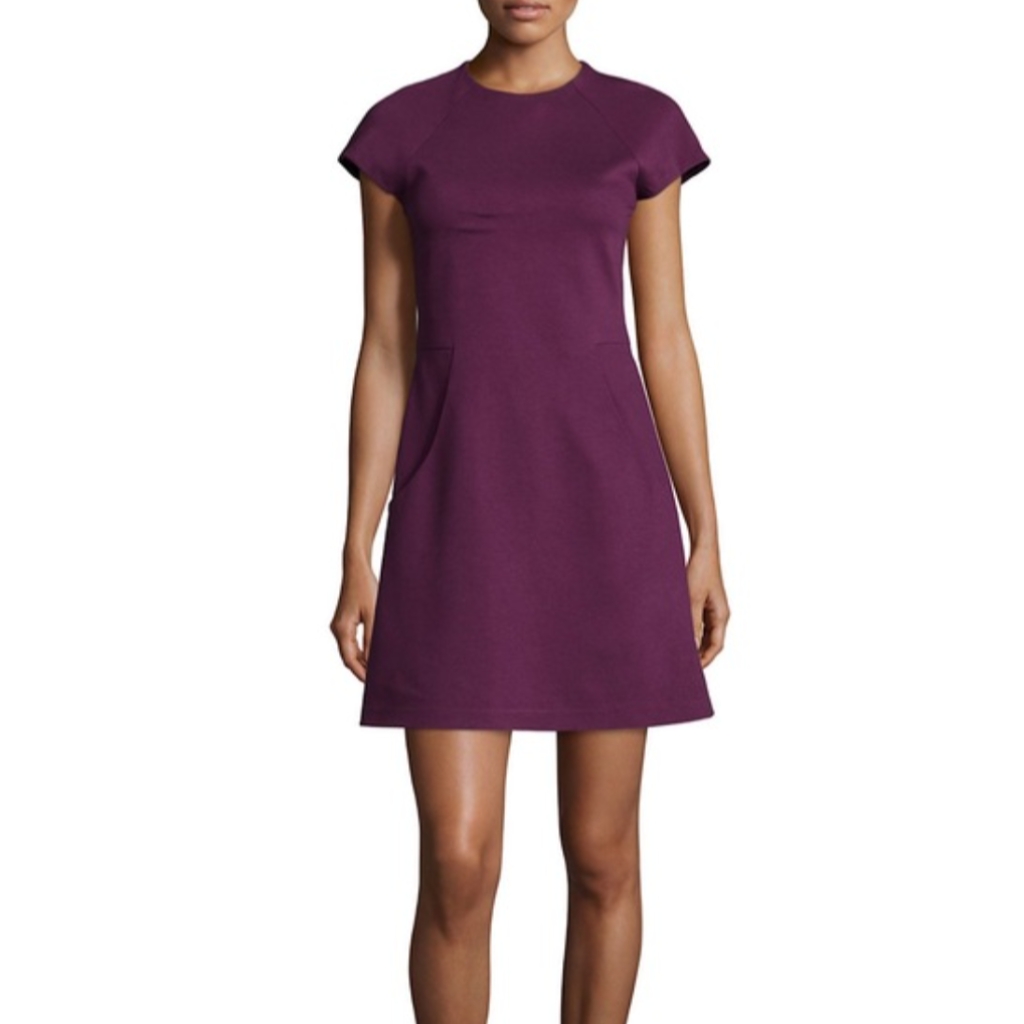 Alice & Olivia Reanne Ponte A-Line Dress In Burgundy, Sz 6